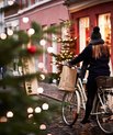 Biking on a christmas filled street