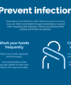 Protect yourself and others graphic about how to behave in case of virus outbreak.